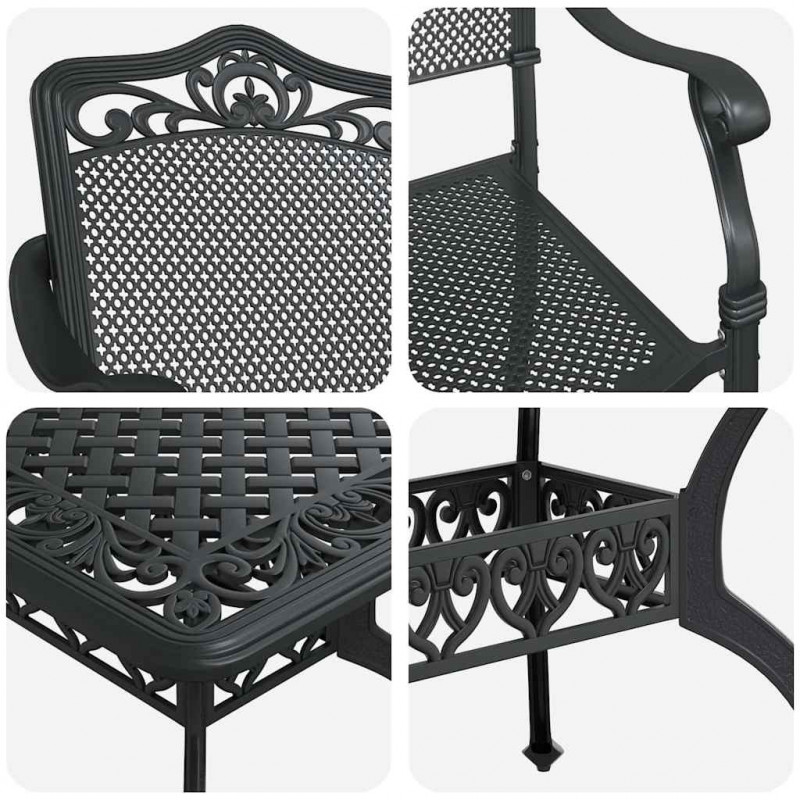 Zestaw do jadalni w ogrodzie 5 pcs Czarny Aluminium