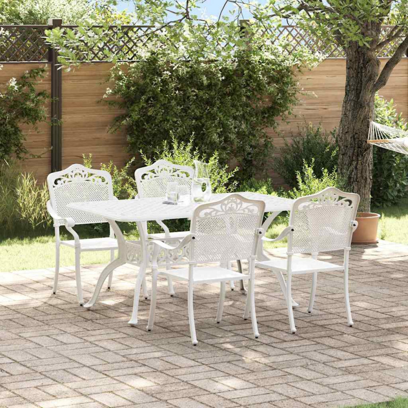 Zestaw do jadalni w ogrodzie 5 pcs Biały Aluminium