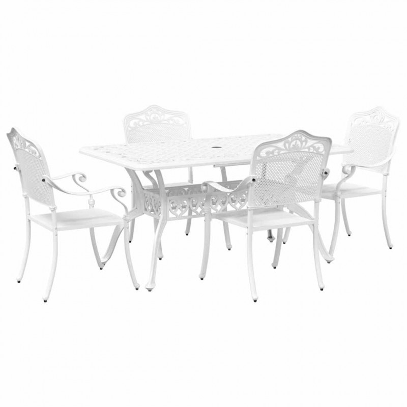 Zestaw do jadalni w ogrodzie 5 pcs Biały Aluminium