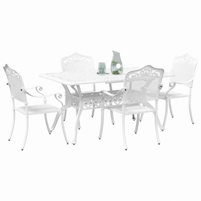 Zestaw do jadalni w ogrodzie 5 pcs Biały Aluminium