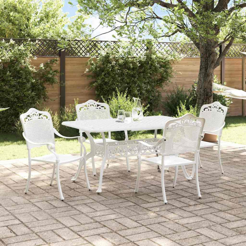 Zestaw do jadalni w ogrodzie 5 pcs Biały Aluminium