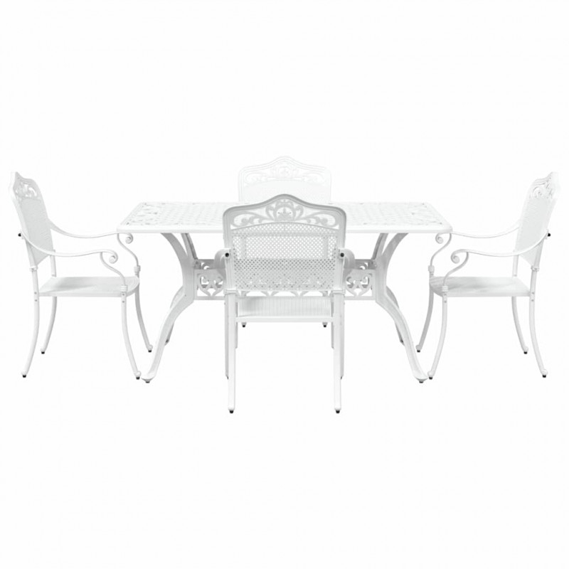 Zestaw do jadalni w ogrodzie 5 pcs Biały Aluminium