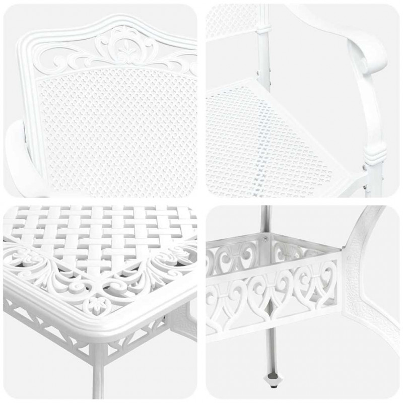 Zestaw do jadalni w ogrodzie 5 pcs Biały Aluminium