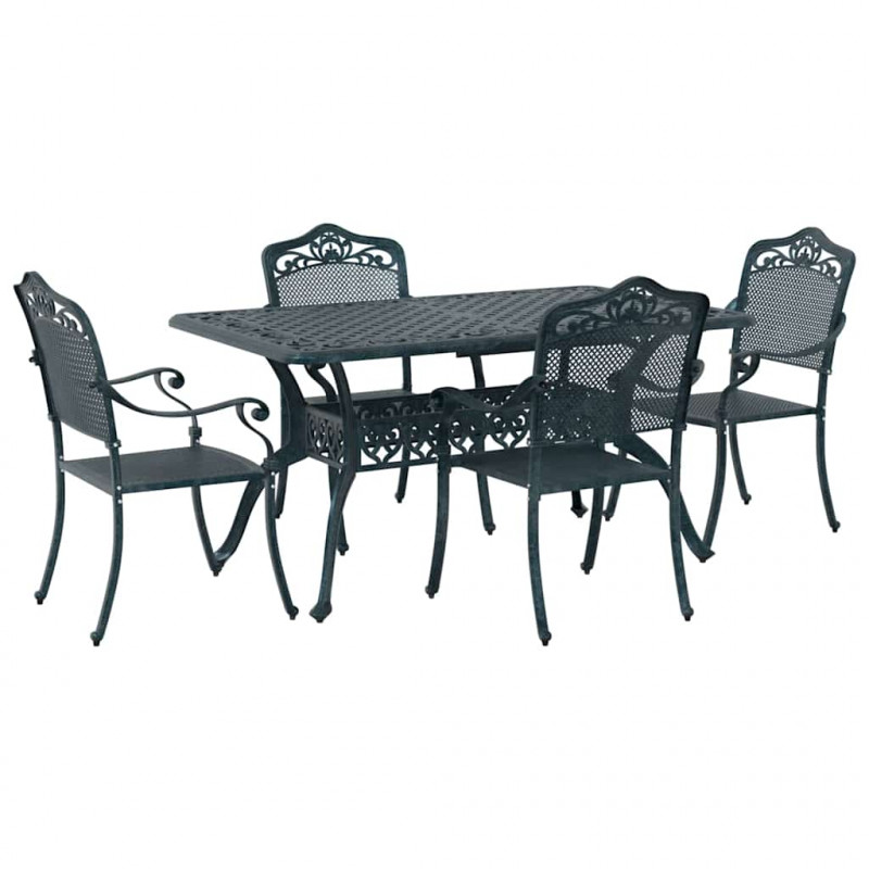 Zestaw do jadalni w ogrodzie 5 pcs Zielony Aluminium
