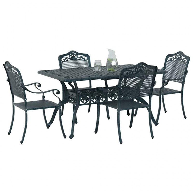 Zestaw do jadalni w ogrodzie 5 pcs Zielony Aluminium