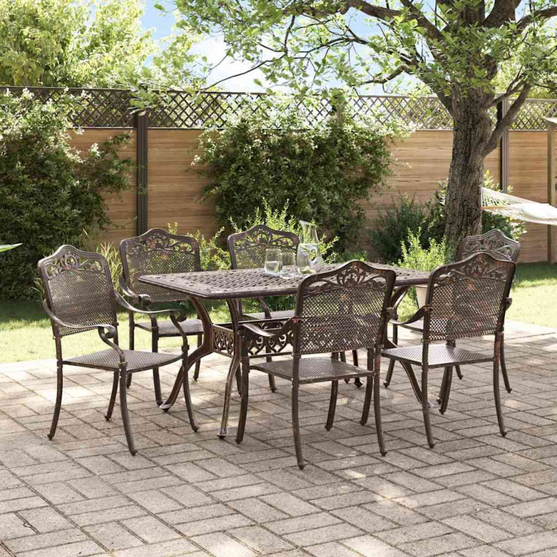 Zestaw do jadalni w ogrodzie 7 pcs kolor bronzu Aluminium