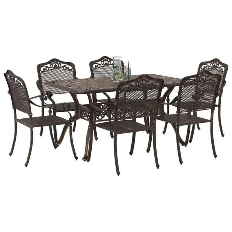 Zestaw do jadalni w ogrodzie 7 pcs kolor bronzu Aluminium