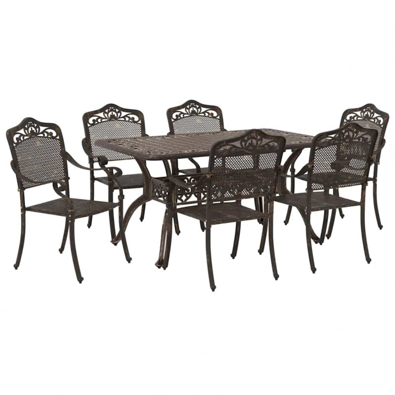 Zestaw do jadalni w ogrodzie 7 pcs kolor bronzu Aluminium