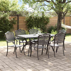 Zestaw do jadalni w ogrodzie 7 pcs Czarny Aluminium