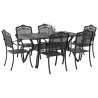 Zestaw do jadalni w ogrodzie 7 pcs Czarny Aluminium