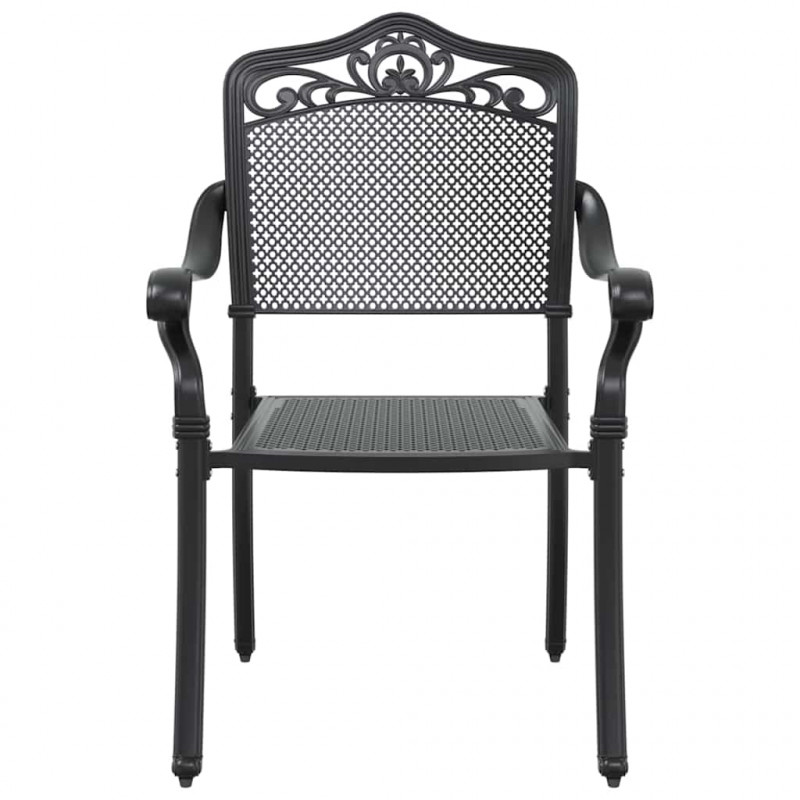Zestaw do jadalni w ogrodzie 7 pcs Czarny Aluminium