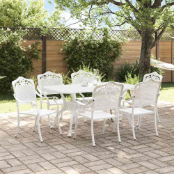 Zestaw do jadalni w ogrodzie 7 pcs Biały Aluminium
