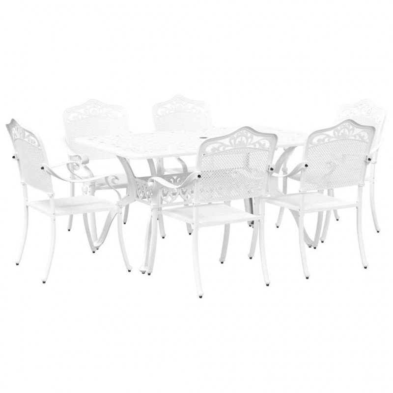Zestaw do jadalni w ogrodzie 7 pcs Biały Aluminium