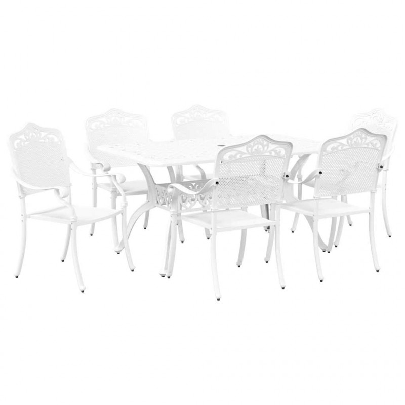 Zestaw do jadalni w ogrodzie 7 pcs Biały Aluminium