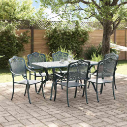 Zestaw do jadalni w ogrodzie 7 pcs Zielony Aluminium
