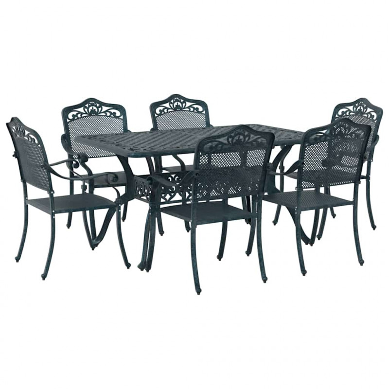 Zestaw do jadalni w ogrodzie 7 pcs Zielony Aluminium