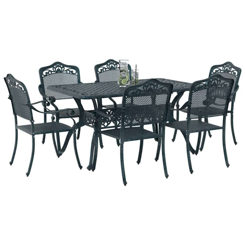 Zestaw do jadalni w ogrodzie 7 pcs Zielony Aluminium