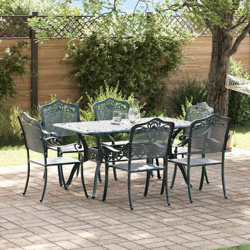 Zestaw do jadalni w ogrodzie 7 pcs Zielony Aluminium