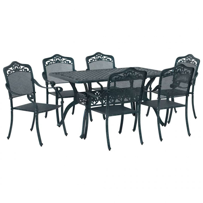 Zestaw do jadalni w ogrodzie 7 pcs Zielony Aluminium