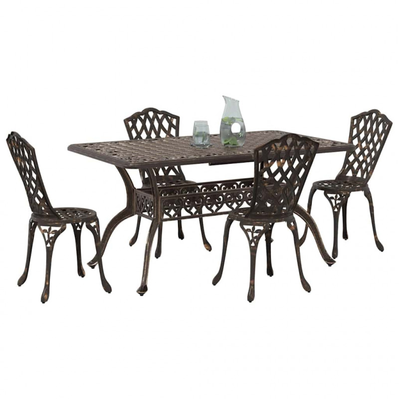 Zestaw do jadalni w ogrodzie 5 pcs kolor bronzu Aluminium
