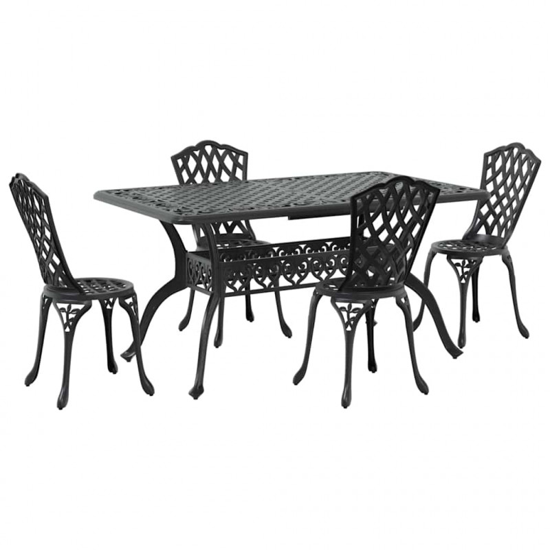 Zestaw do jadalni w ogrodzie 5 pcs Czarny Aluminium