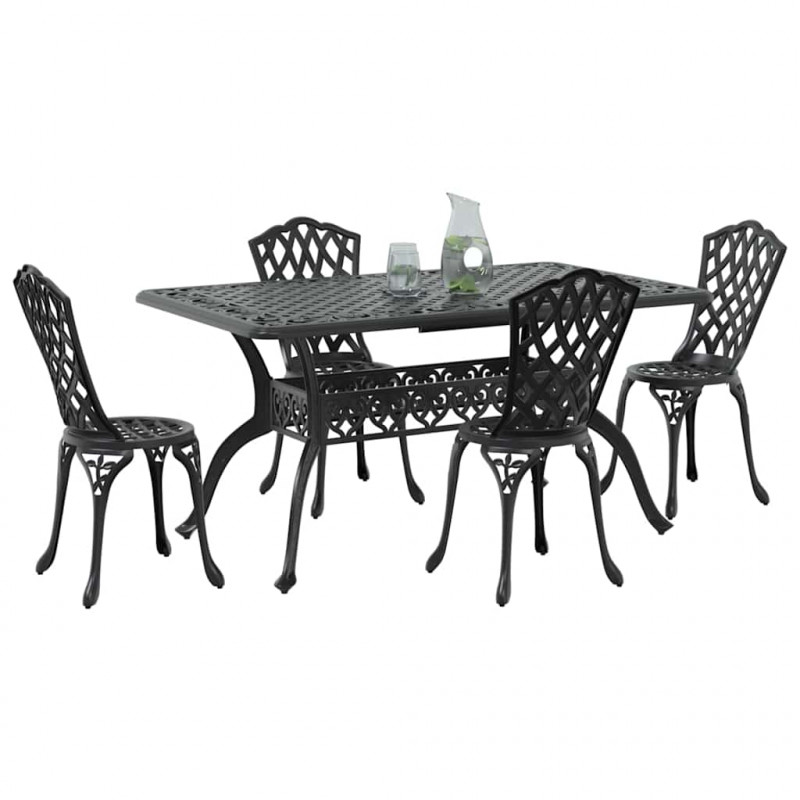Zestaw do jadalni w ogrodzie 5 pcs Czarny Aluminium