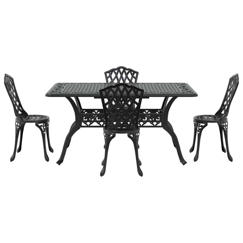 Zestaw do jadalni w ogrodzie 5 pcs Czarny Aluminium