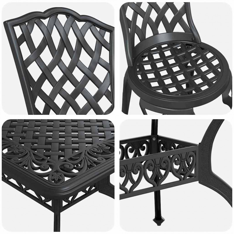 Zestaw do jadalni w ogrodzie 5 pcs Czarny Aluminium
