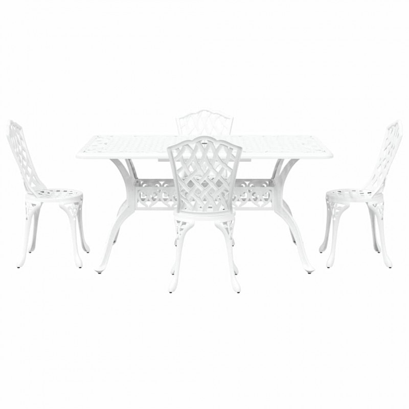 Zestaw do jadalni w ogrodzie 5 pcs Biały Aluminium