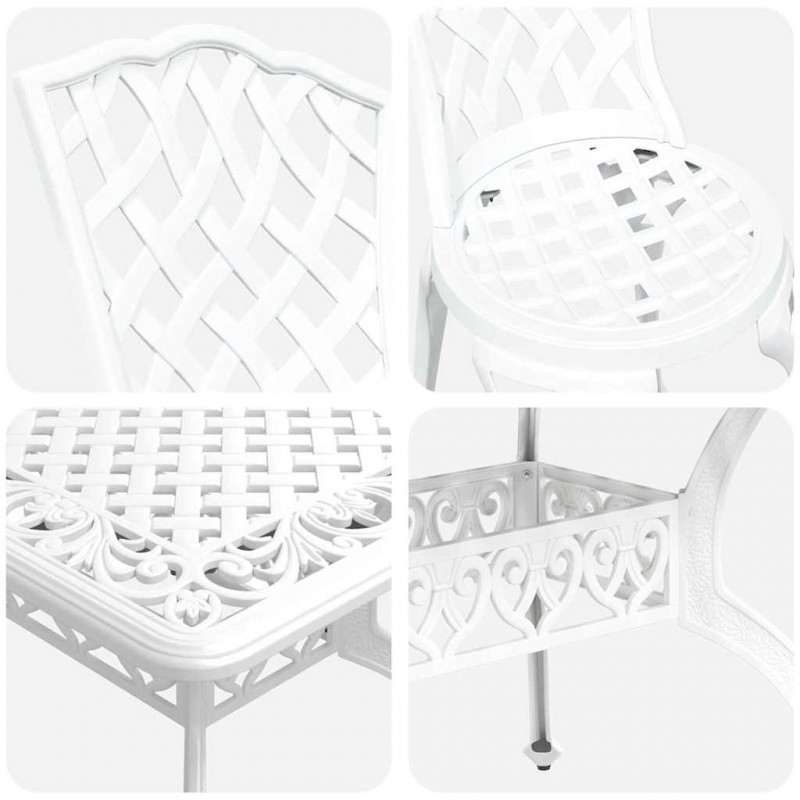 Zestaw do jadalni w ogrodzie 5 pcs Biały Aluminium