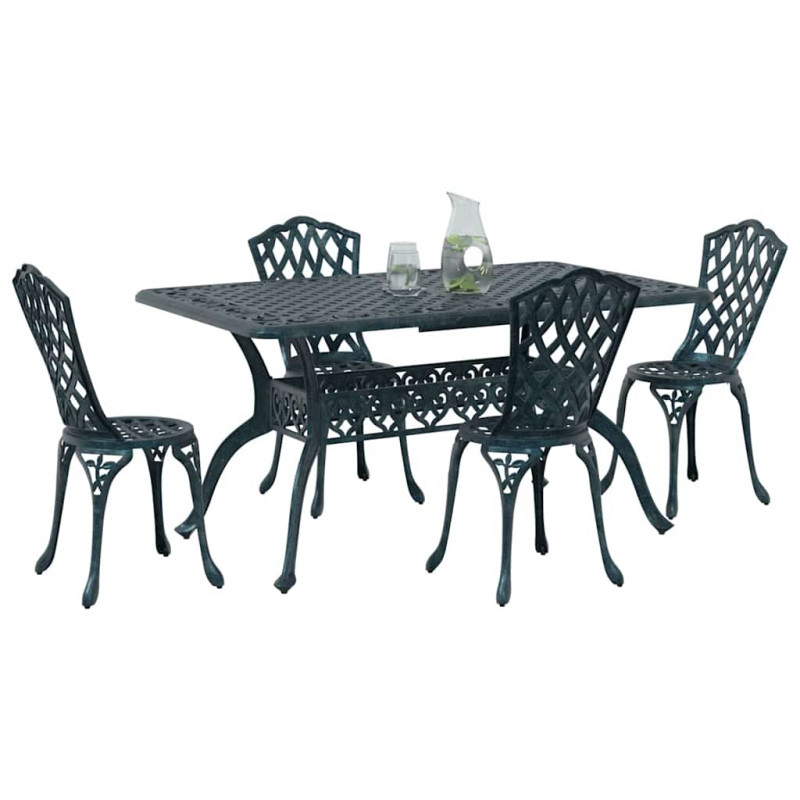 Zestaw do jadalni w ogrodzie 5 pcs Zielony Aluminium