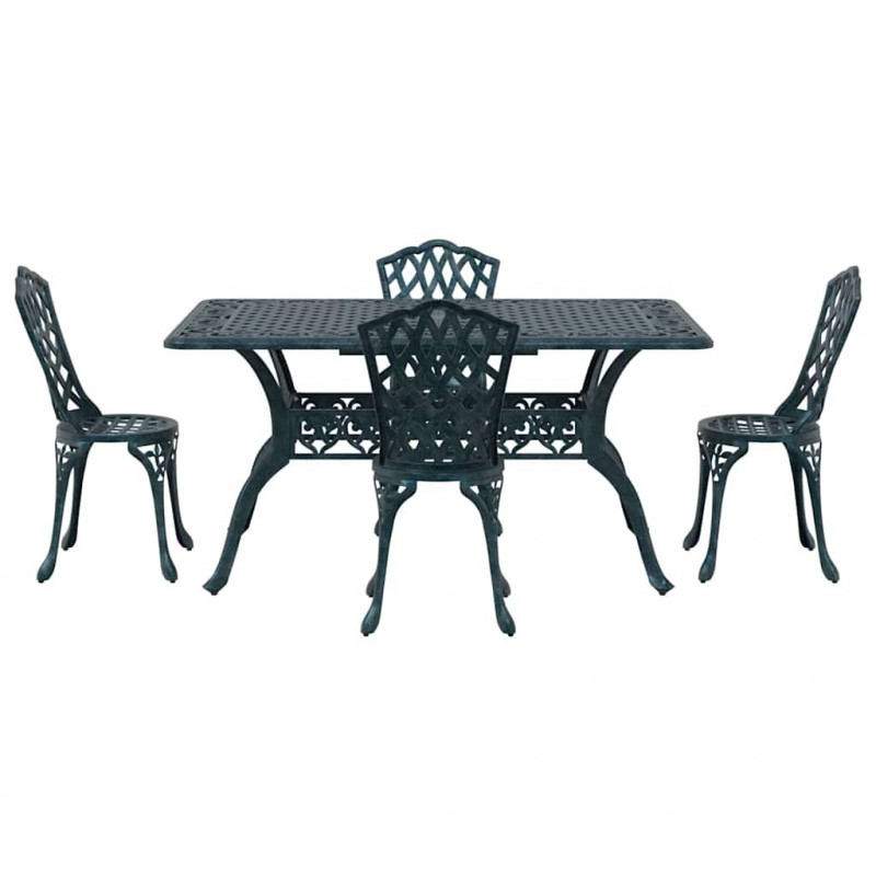 Zestaw do jadalni w ogrodzie 5 pcs Zielony Aluminium