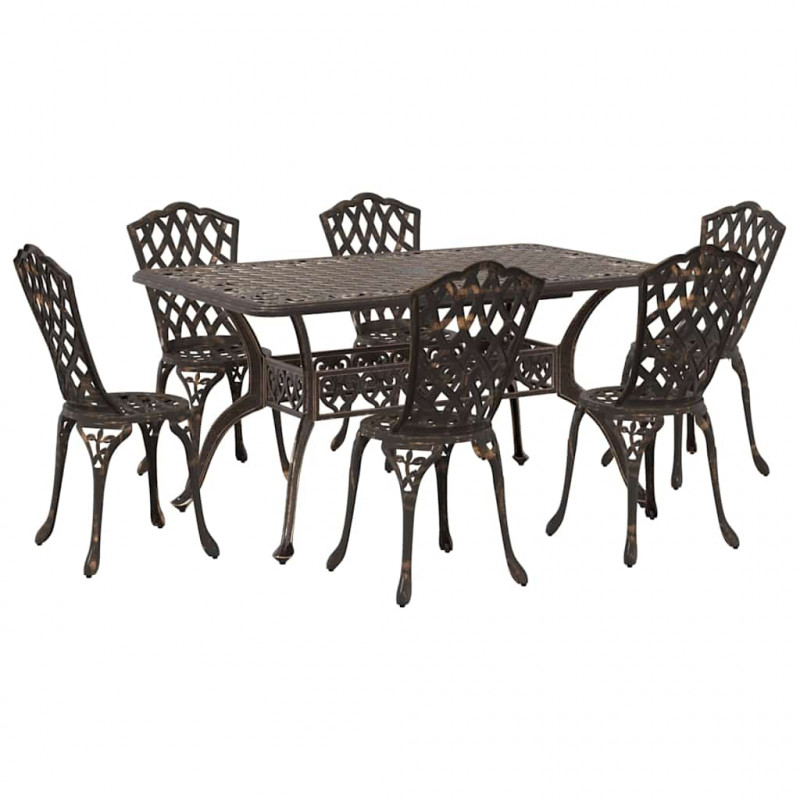Zestaw do jadalni w ogrodzie 7 pcs kolor bronzu Aluminium