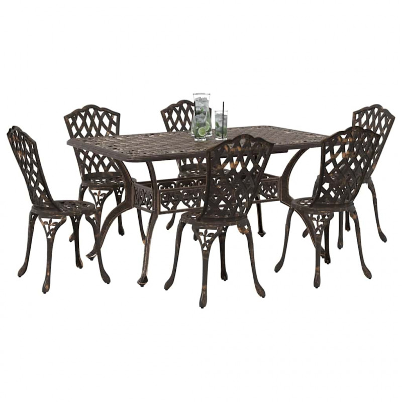 Zestaw do jadalni w ogrodzie 7 pcs kolor bronzu Aluminium