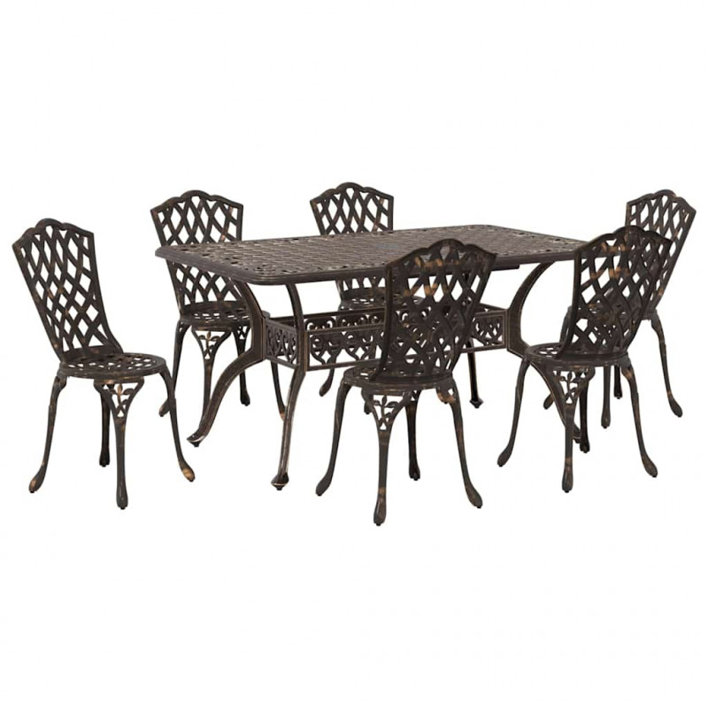 Zestaw do jadalni w ogrodzie 7 pcs kolor bronzu Aluminium