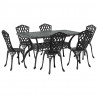 Zestaw do jadalni w ogrodzie 7 pcs Czarny Aluminium