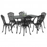 Zestaw do jadalni w ogrodzie 7 pcs Czarny Aluminium