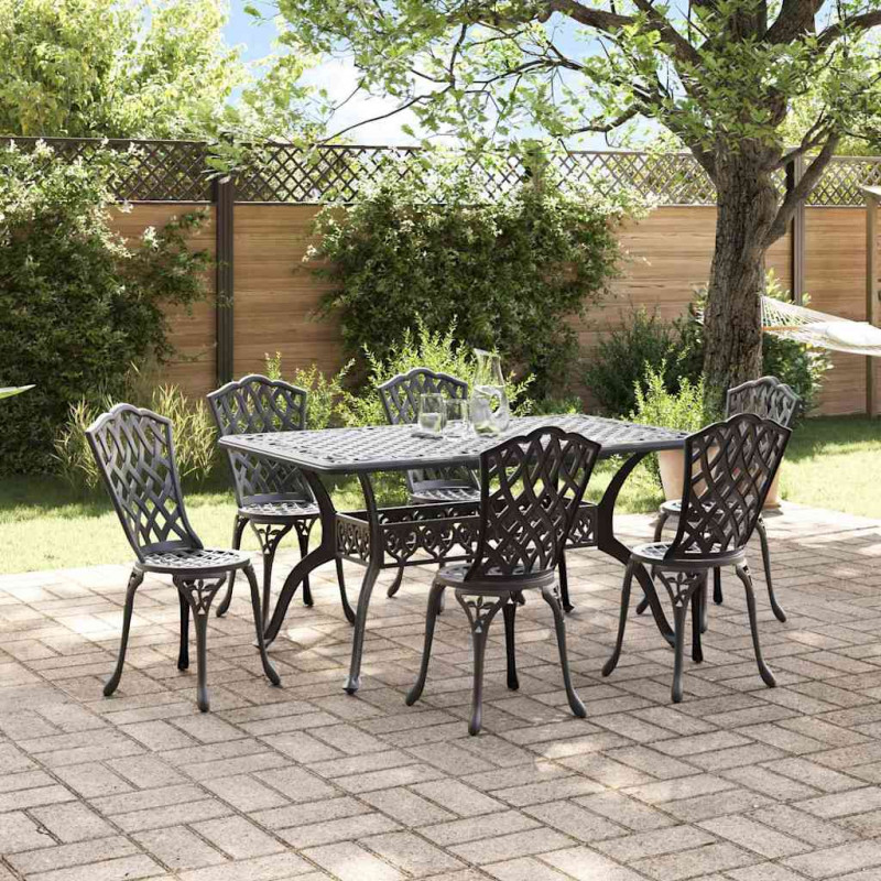 Zestaw do jadalni w ogrodzie 7 pcs Czarny Aluminium