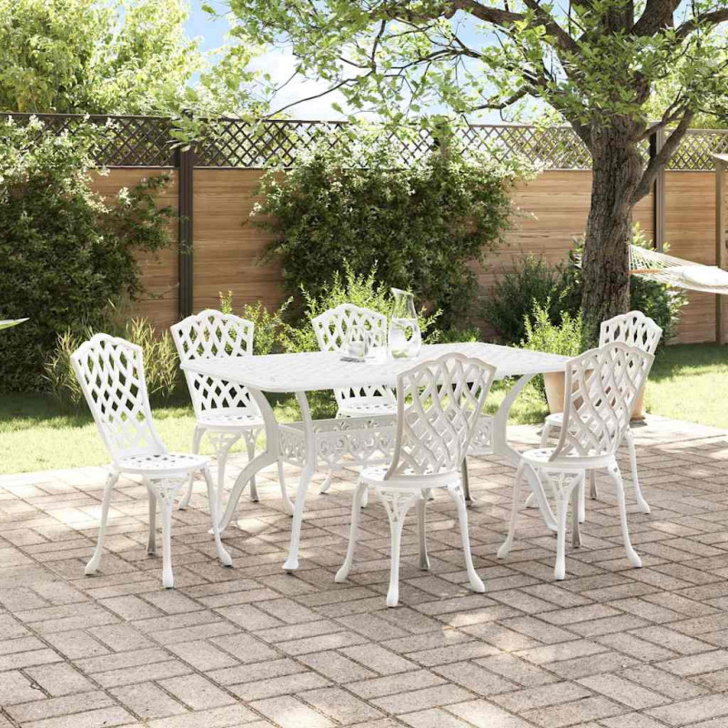 Zestaw do jadalni w ogrodzie 7 pcs Biały Aluminium