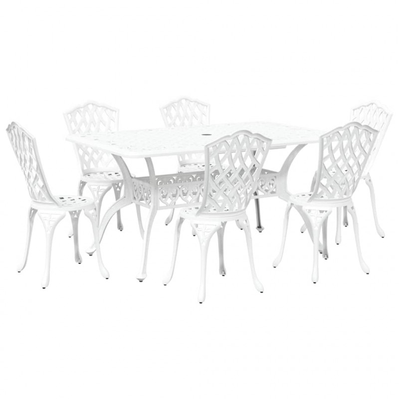 Zestaw do jadalni w ogrodzie 7 pcs Biały Aluminium