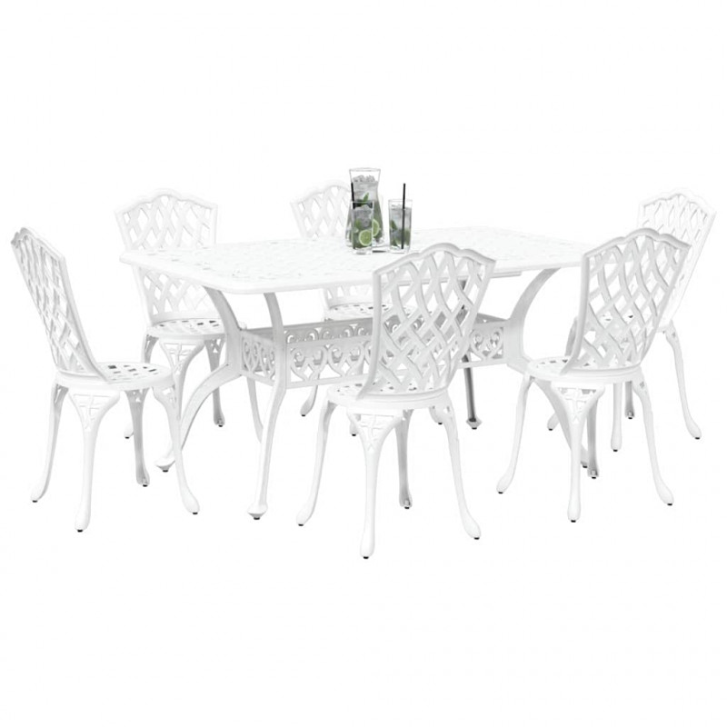 Zestaw do jadalni w ogrodzie 7 pcs Biały Aluminium