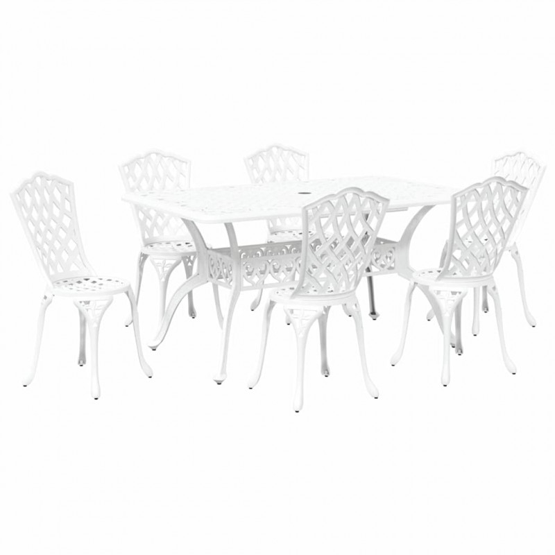 Zestaw do jadalni w ogrodzie 7 pcs Biały Aluminium