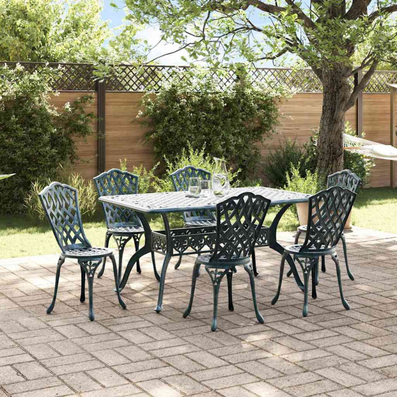 Zestaw do jadalni w ogrodzie 7 pcs Zielony Aluminium