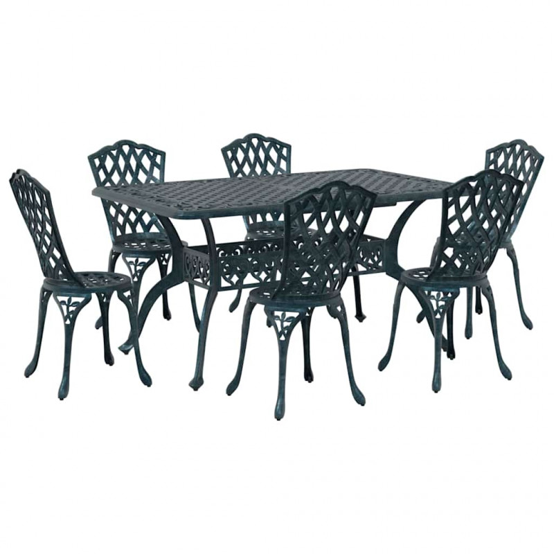 Zestaw do jadalni w ogrodzie 7 pcs Zielony Aluminium