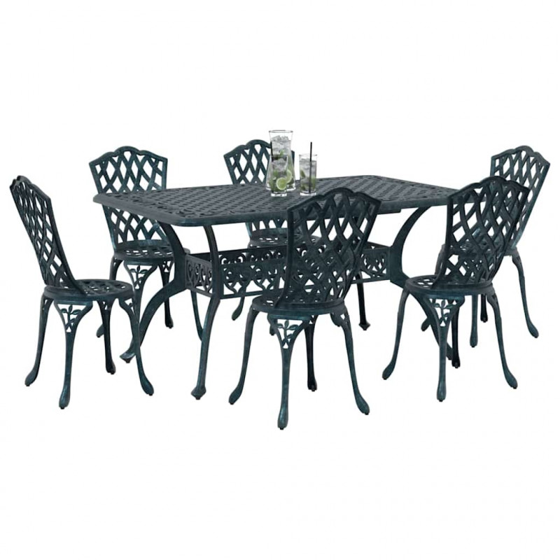 Zestaw do jadalni w ogrodzie 7 pcs Zielony Aluminium