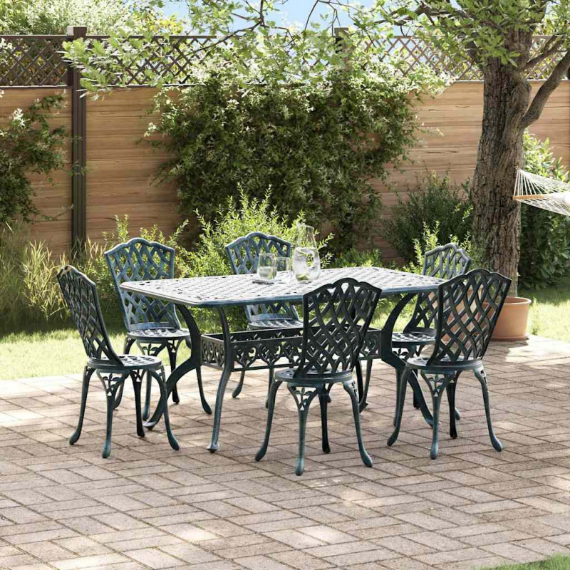 Zestaw do jadalni w ogrodzie 7 pcs Zielony Aluminium
