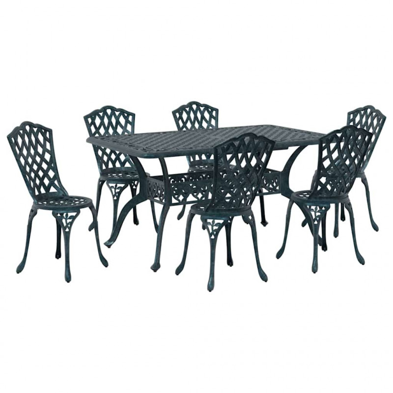 Zestaw do jadalni w ogrodzie 7 pcs Zielony Aluminium