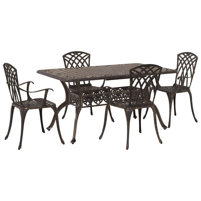 Zestaw do jadalni w ogrodzie 5 pcs kolor bronzu Aluminium
