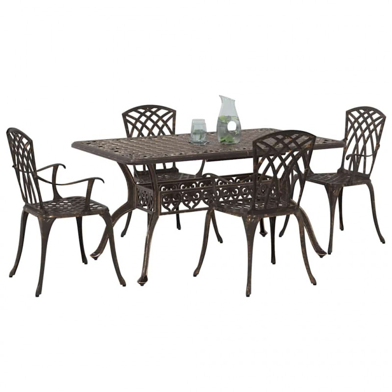 Zestaw do jadalni w ogrodzie 5 pcs kolor bronzu Aluminium