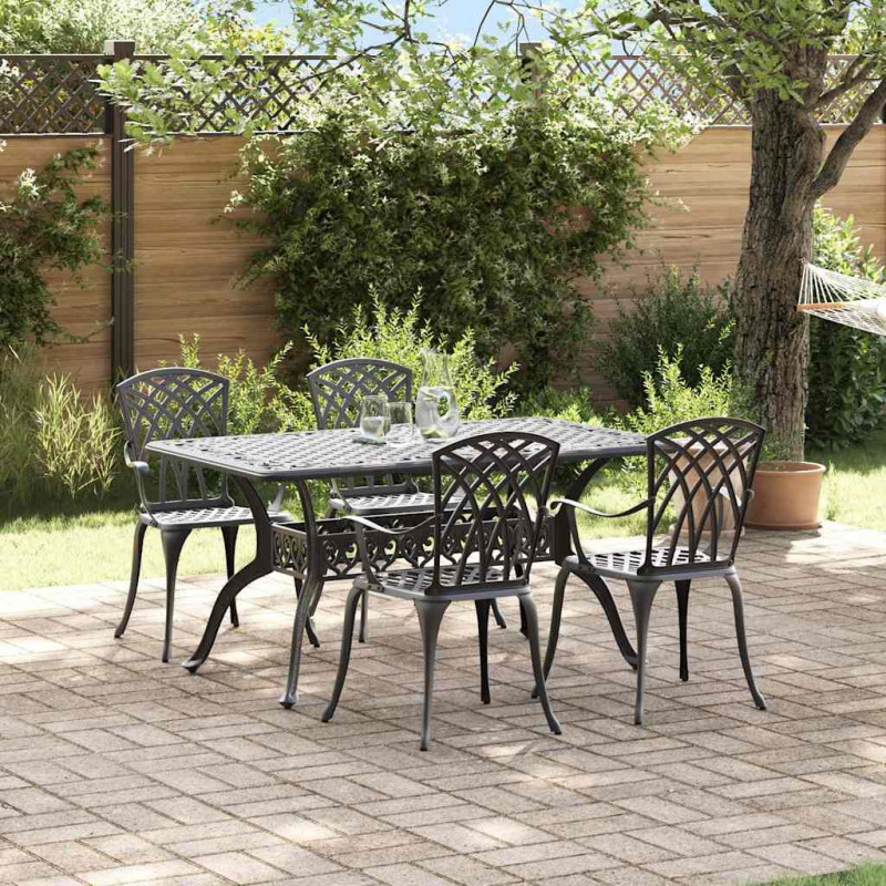 Zestaw do jadalni w ogrodzie 5 pcs Czarny Aluminium